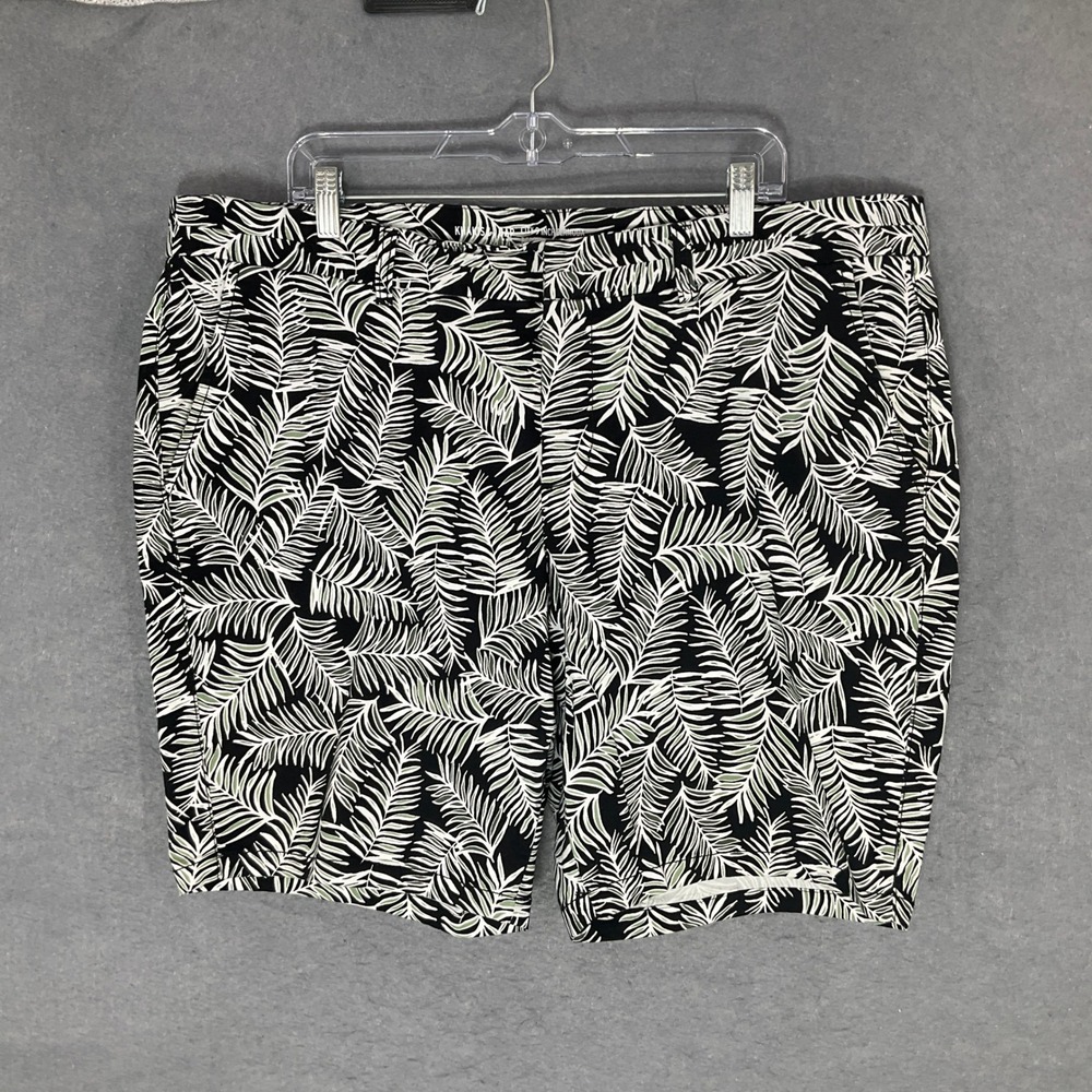 Gap Bermuda Shorts Womens Sz 18 City Khakis Palm Print Black White Casual Travel
